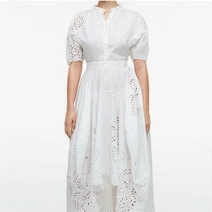Zara White High Low Eyelet Dress Sz XXL